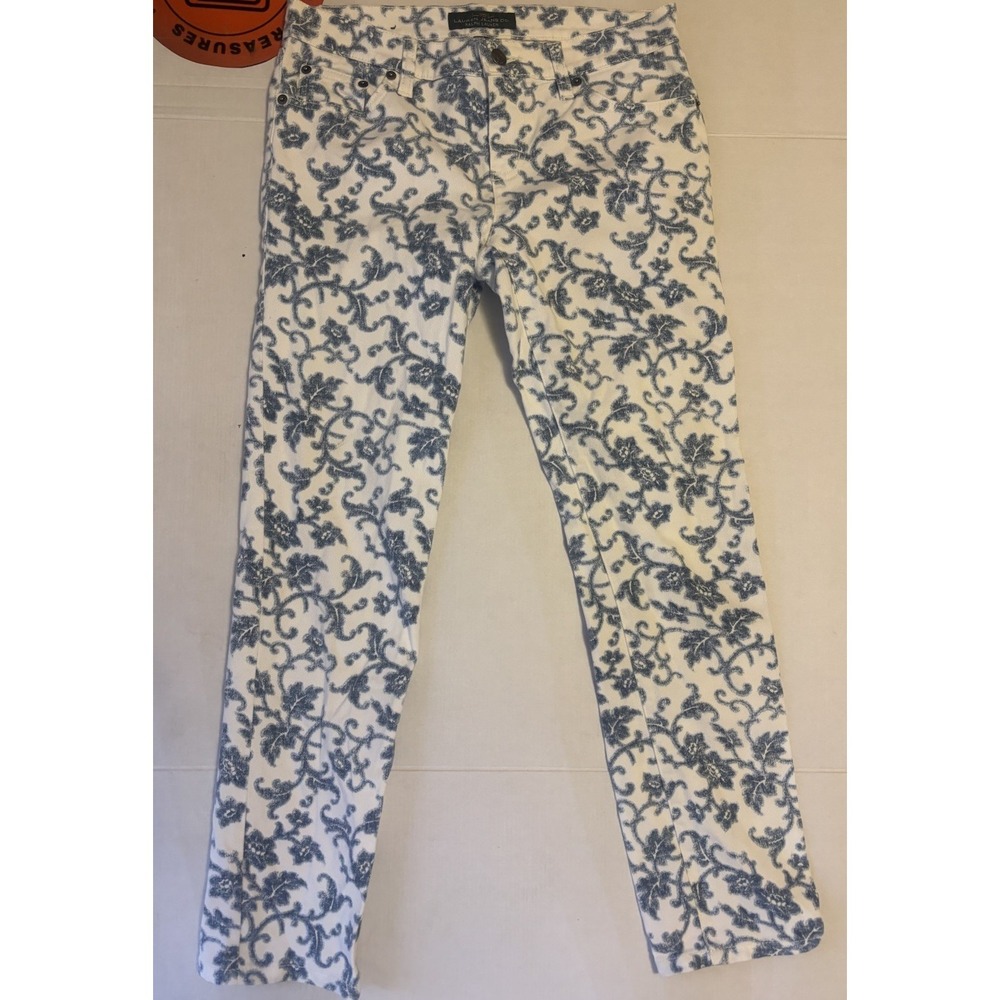 Lauren Ralph Lauren Jeans Modern Straight Blue Floral Coastal Women's Sz 4